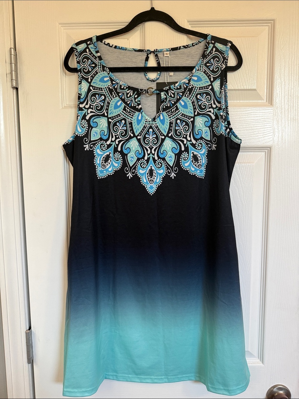 NWT!! 👗 Blue & Paisley Ombré Patterned Dress - XL